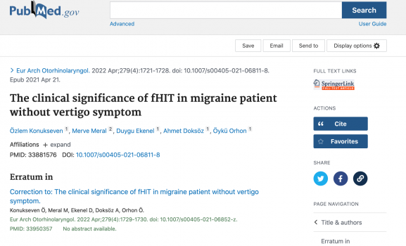 The clinical significance of fHIT in migraine patient without vertigo symptom