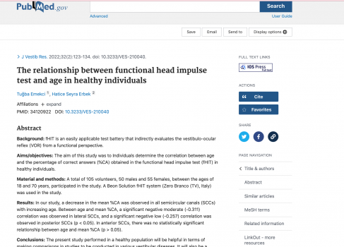The relationship between functional head impulse test and age in healthy individuals